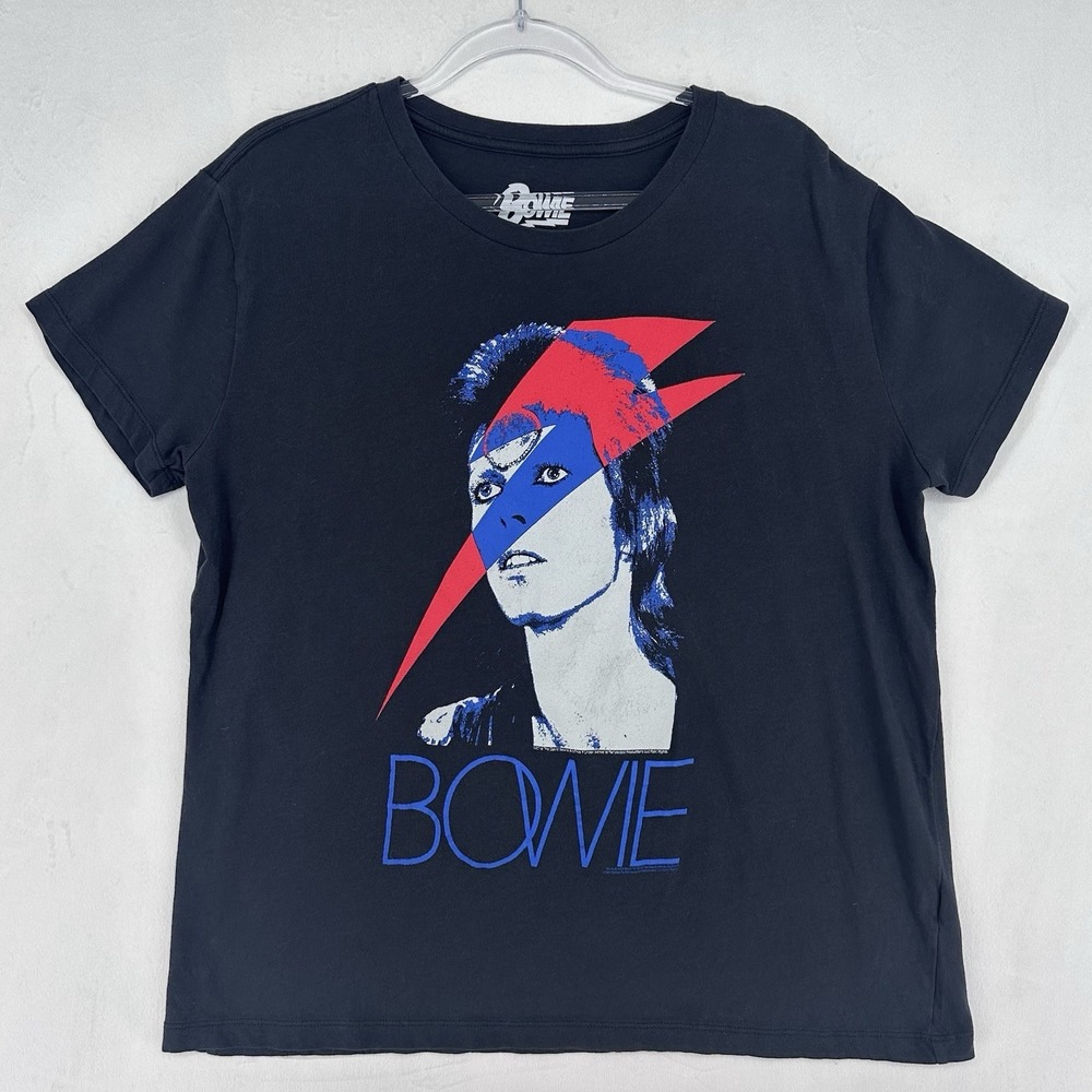 David Bowie Aladdin Sane T Shirt Womens M Gray Lightning Bolt Graphic Band Tee